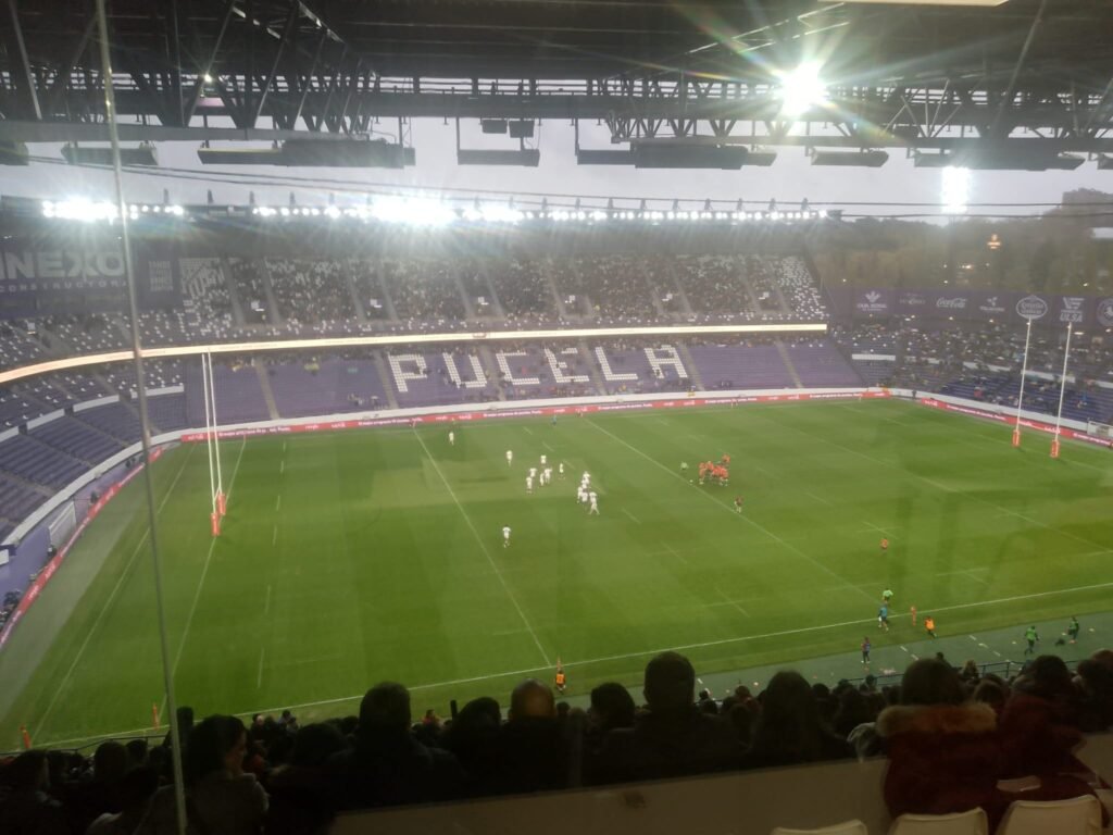 Fans take cover under the stands as Spain and England A battle on.